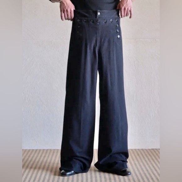 VTG WW2 Era Wide Leg Wool Sailer Pants | M Unisex - Picture 2 of 8